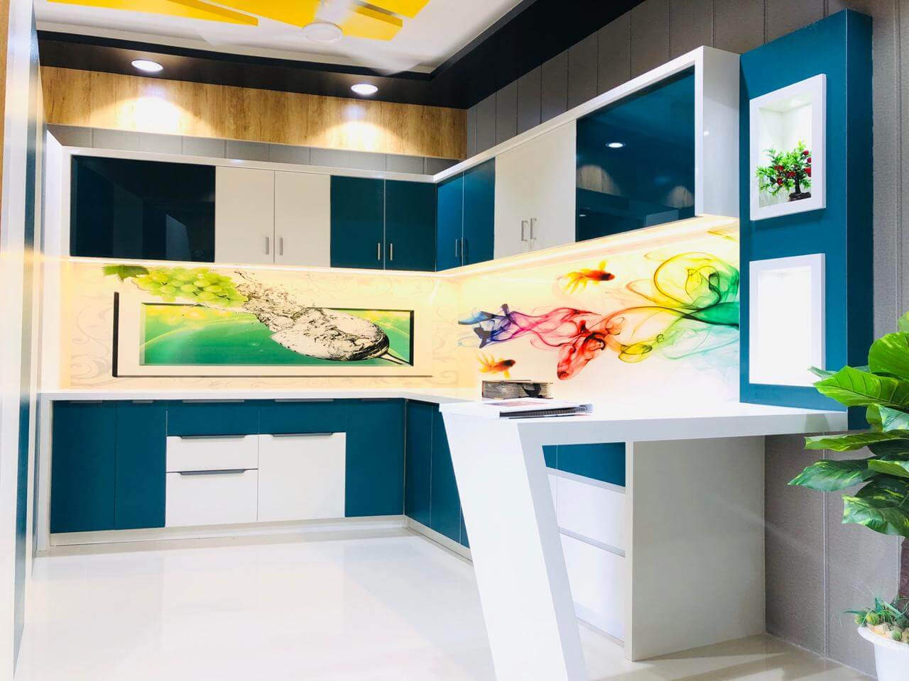 RAVYA commercial workspace with reception and storage.