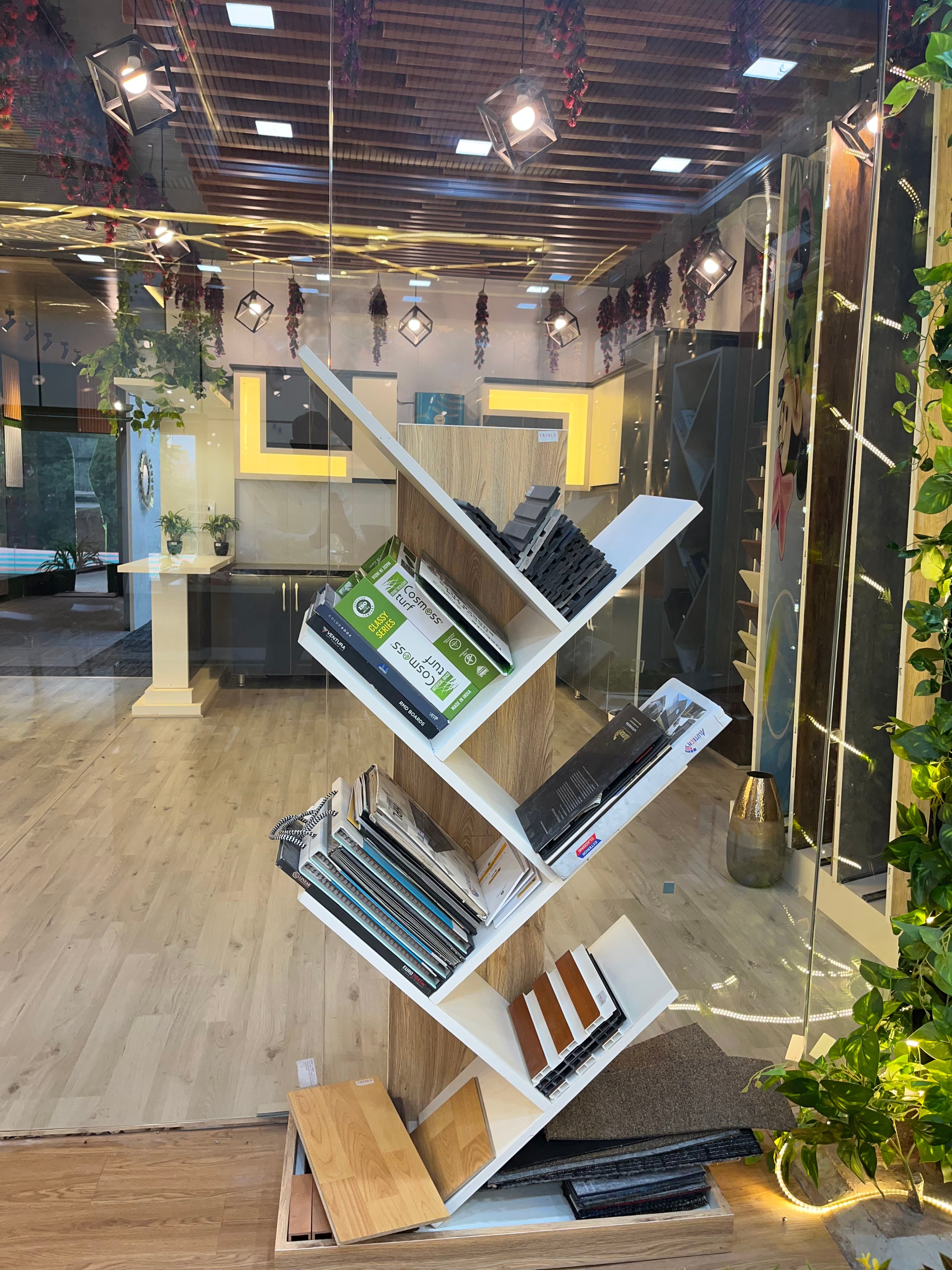 RAVYA finish and laminate samples in the showroom.